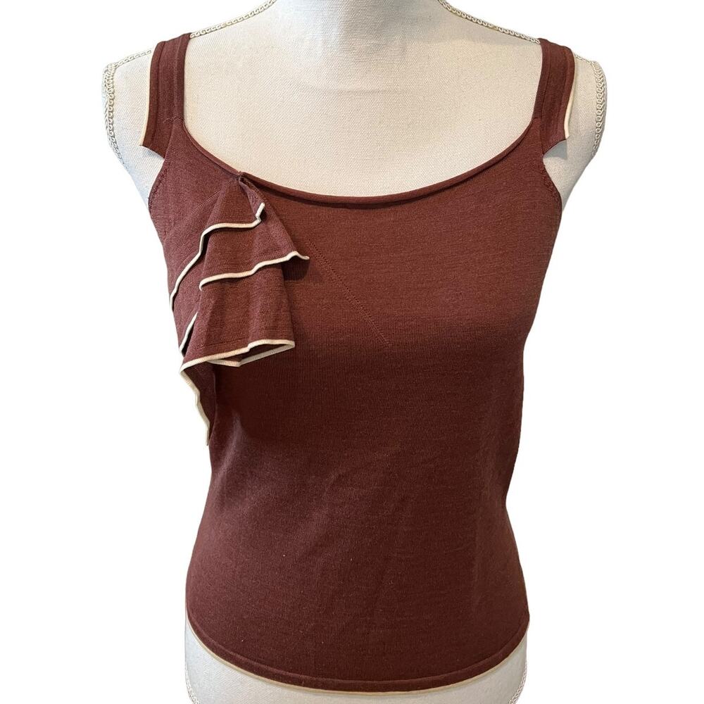 Max Studio Ruffle detail Knit tank top rust  S